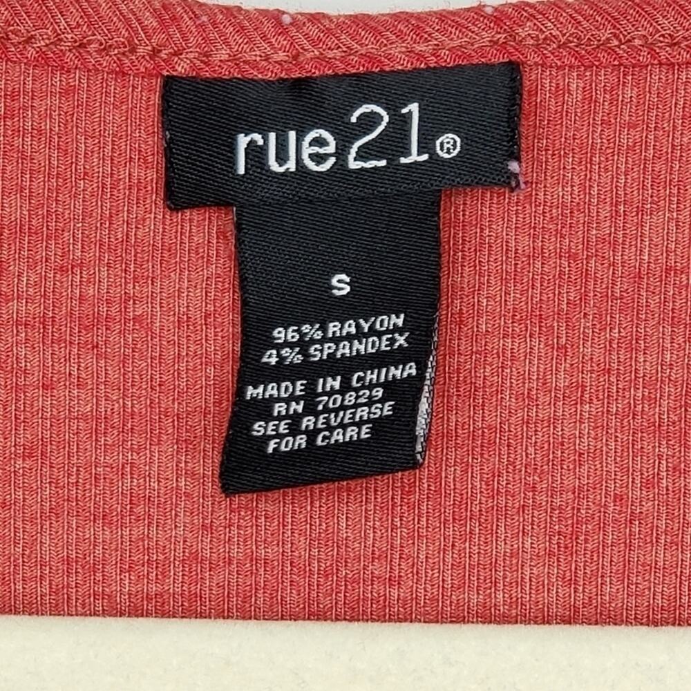 RUE21 V Neck Crop Top with Ruched Front Long Sleeve Heather Red Small - Picture 4 of 6